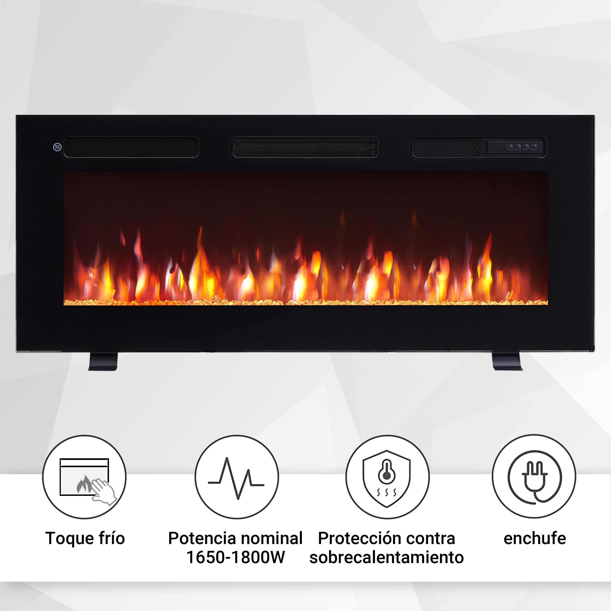 BALDERIA Leif 40 - Chimenea eléctrica empotrable, de Pared o de pie con LED