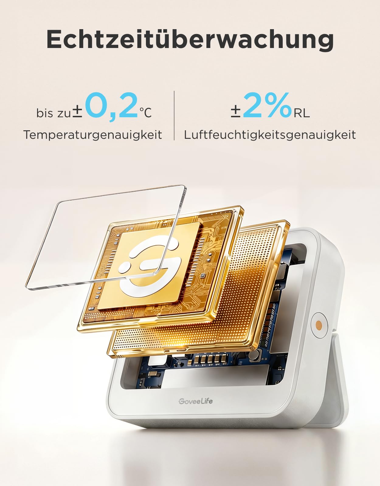 GoveeLife Bluetooth und Wlan Thermometer-Hygrometer, Temperatur- und Feuchtigkeitsmesgerät mit App-Benachrichtigungen, großem LCD-Display, Raumthermometer für Zuhause, Babyzimmer
