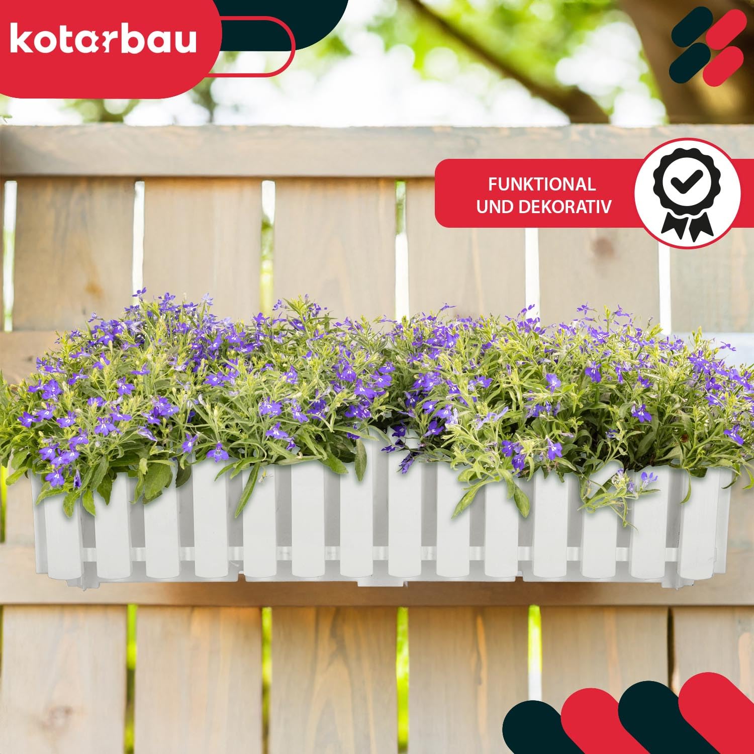 KOTARBAU® 6 uds Maceta - Jardinera Exterior - Macetero Autorriego - Macetas Plástico - 58 x 18 x 16 cm - Blanco - Maceta Colgante - Jardinera Balcon - Macetas para Colgar