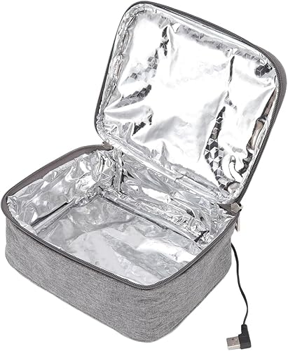 Caja de almuerzo portátil para calentar alimentos, con carga USB, caja de almuerzo calentada de tela Oxford, mini calentador de alimentos para