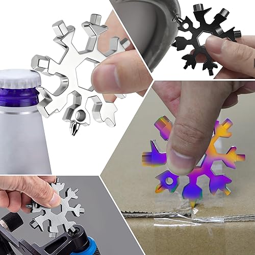 Miniatura 6 de Multiherramienta de copo de nieve 18 en 1, 9 paquetes de llaves de copo de nieve de acero inoxidableabridor de botellaskit de destornillador,