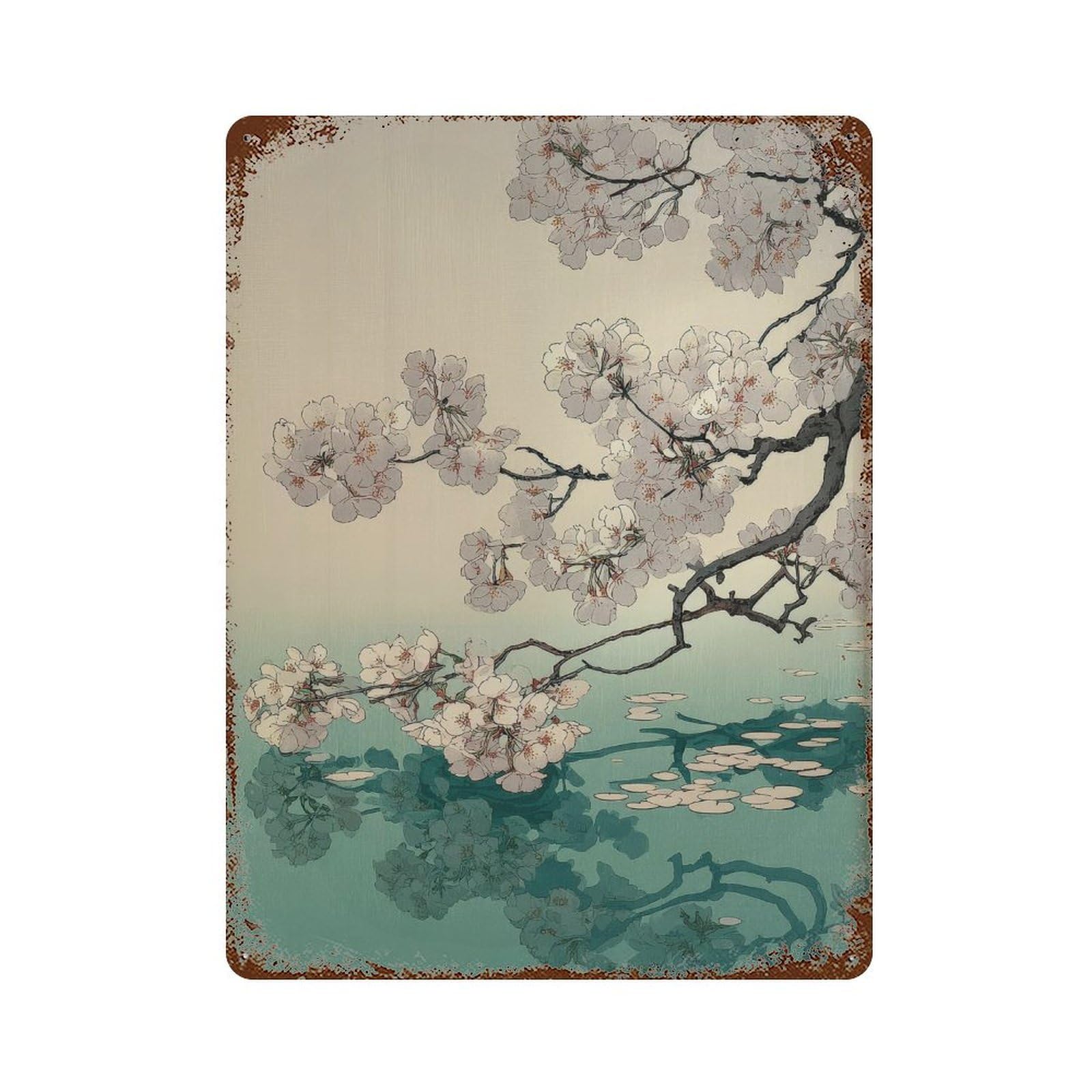 xiaoxiaoshen Cherry Blossom Branch. Japanese Ukiyo Wall Decor Art Metal Tin Poster Modern Home Decor Art Home Bar Shop Decorations Vintage Sign 40x30cm