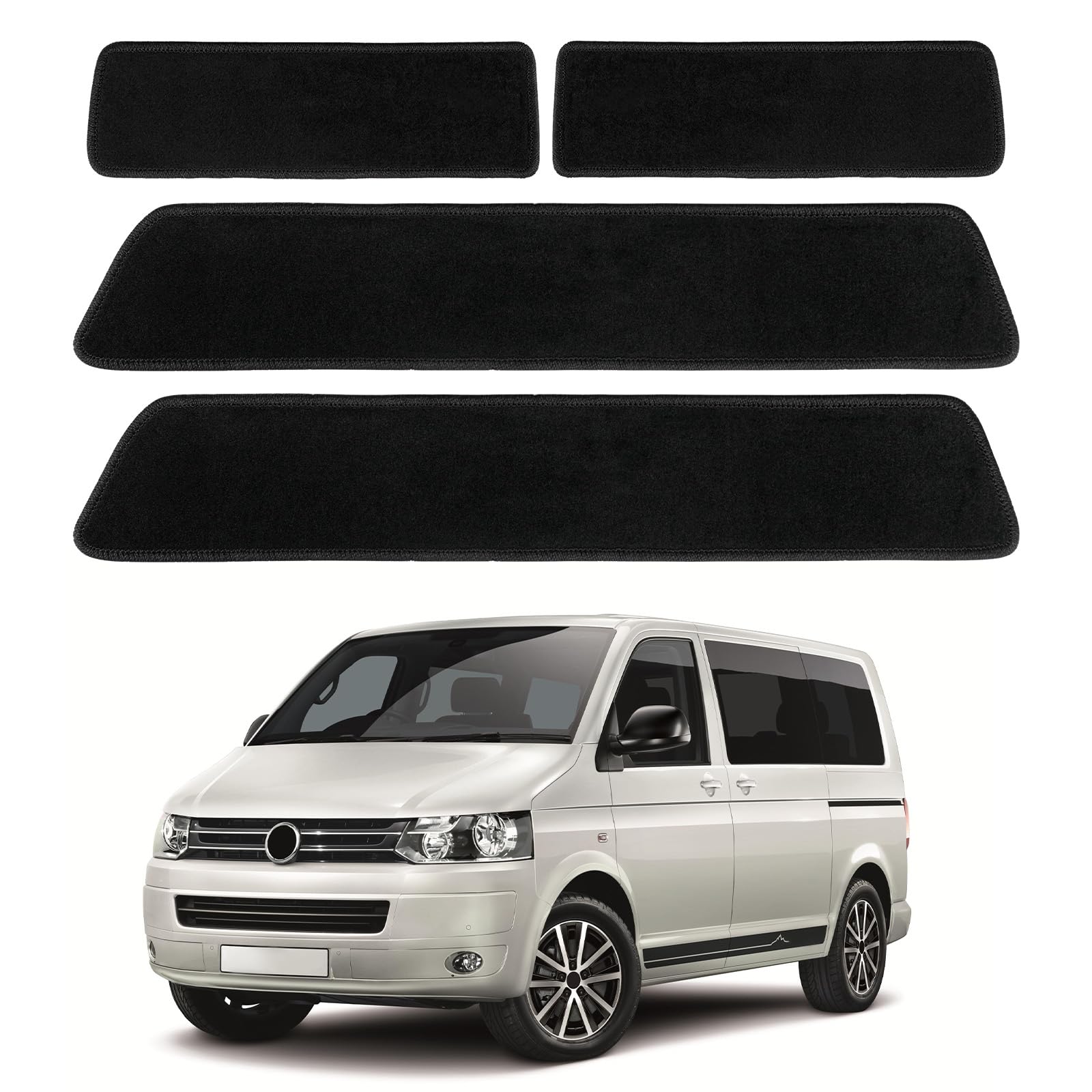 Pack de 4 Tapis de Sol Remplacement pour VW T5 T6, Paillasson Entrée, Paillasson Entrée Durable, Tapis Entrée de Caravane pour 2 Portes Coulissantes | Tapis de porte d'entrée résistant pour 2 portes coulissantes
