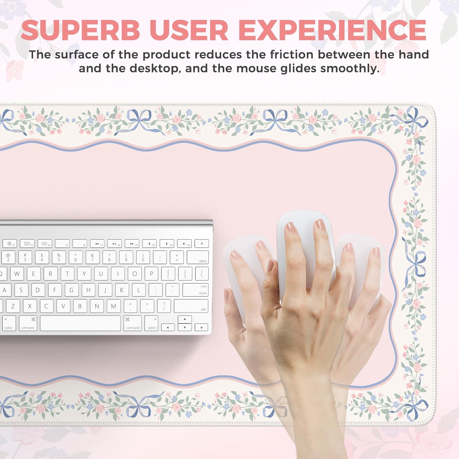 iCasso Pink Desk Mat,Cute Desk Pad for Keyboard and Mouse,Anti-Slip Large Gaming Mousepad XXL,Soft Lycra Surface Computer Mat Women,Girly Keyboard Pad for Home Office - Image 4