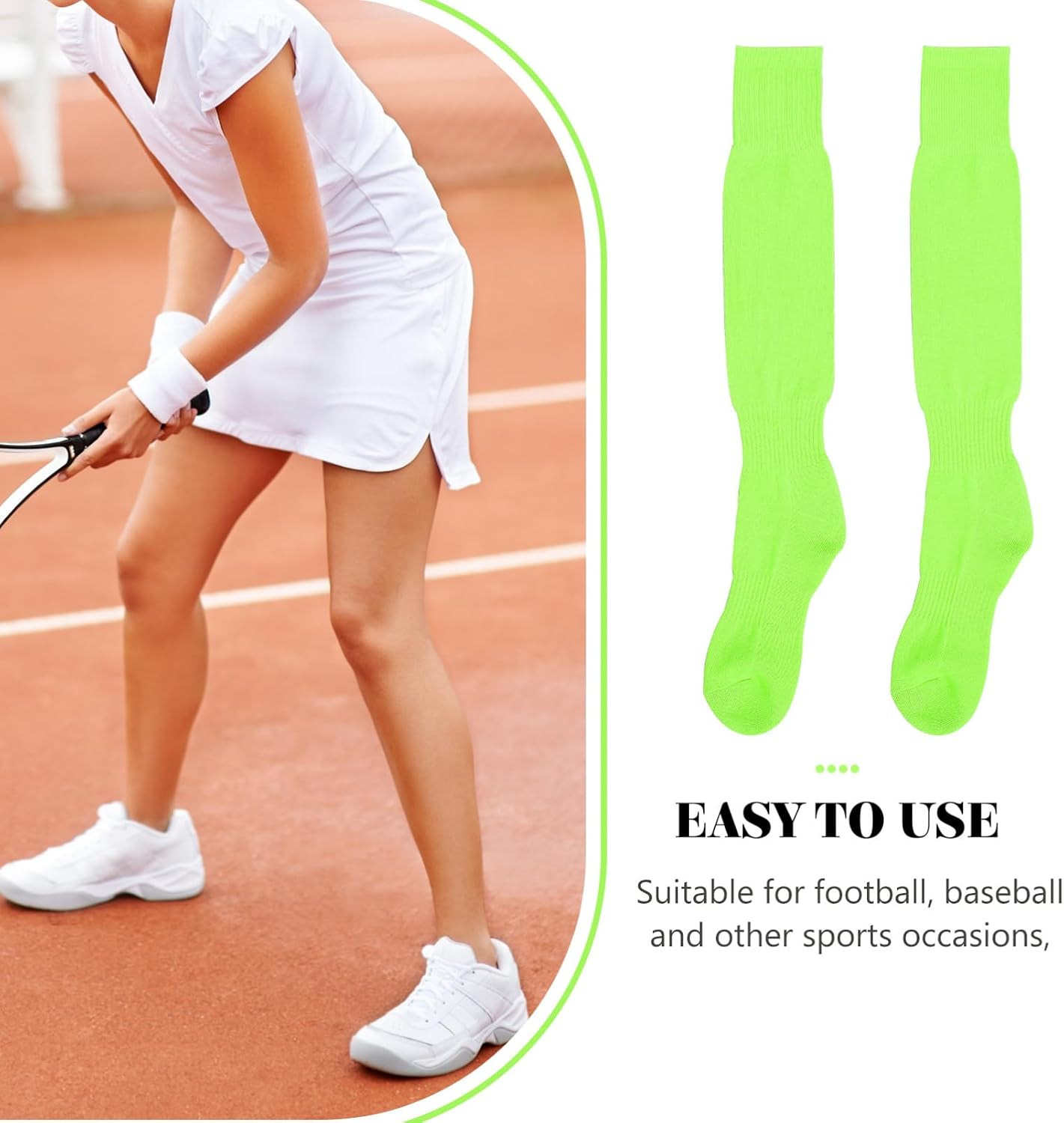 Milisten 2 Pairs Long Sports Socks Elastic Soccer Socks Comfortable Adults Soccer Stockings Youth Baseball