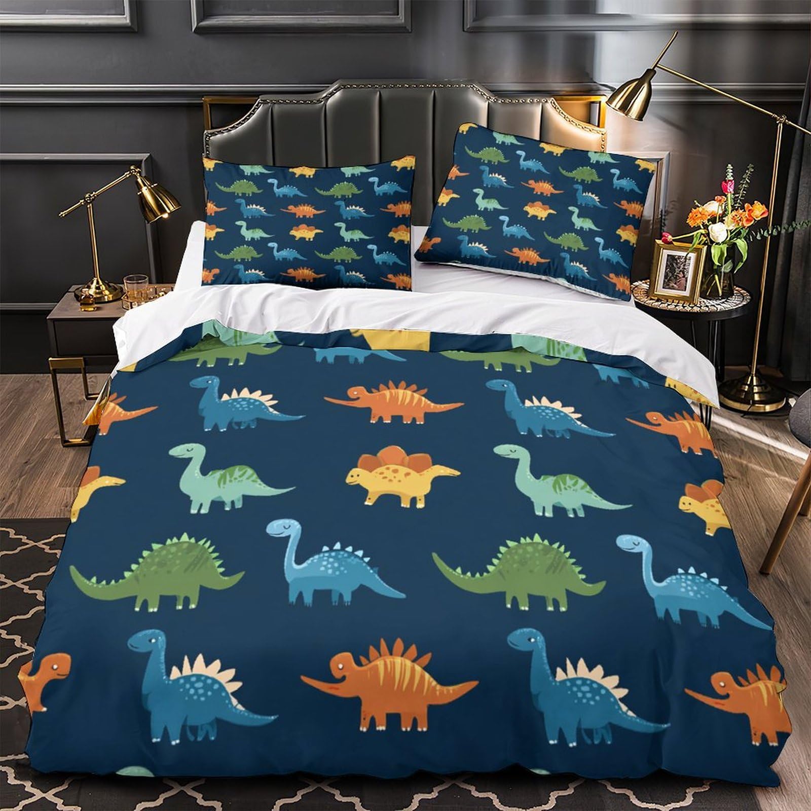 Housse de couette dinosaure grand lit double pour une décoration de chambre originale