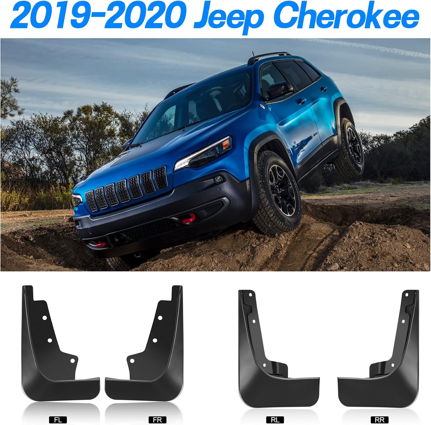 BDFHYK Mud Flaps Splash Guards 4PCS Front & Rear Side Mud Guards Compatible with Jeep Cherokee 2019-2020 5th gen.