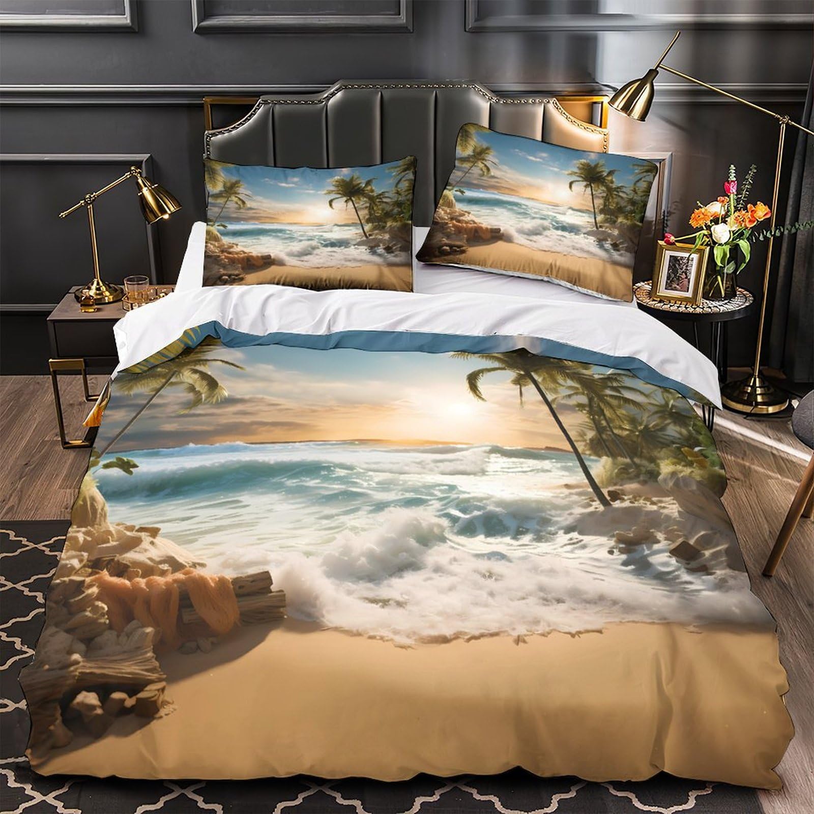 Housse de couette 3D respirante lit double parure de lit ado fille