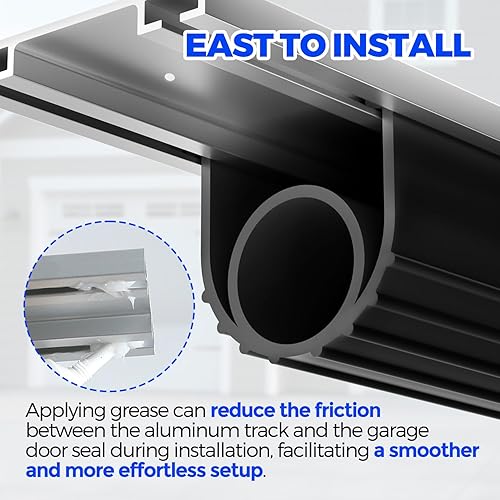 Vista 2 de Holikme Sello para puerta de garaje, kit de retención de riel de aluminio preperforado, fácil de instalar, combinación de anillo en U + O duradero