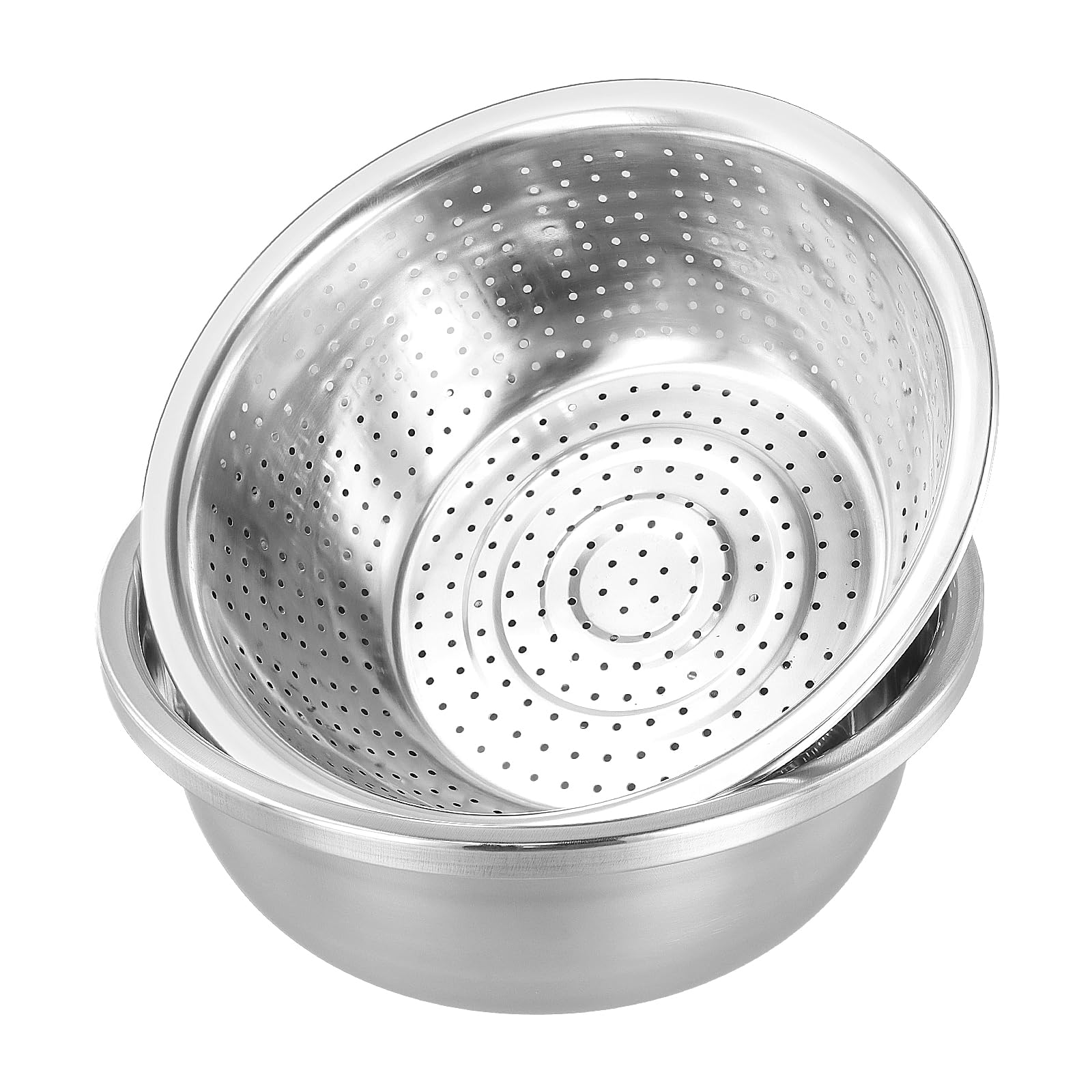 FUNSUEI Set di 3 colino per pasta in acciaio inox, ciotola con grattugia e colino, colino da cucina, colino per insalata, scolapasta in acciaio inox, ciotola per il lavaggio di verdure, frutta,