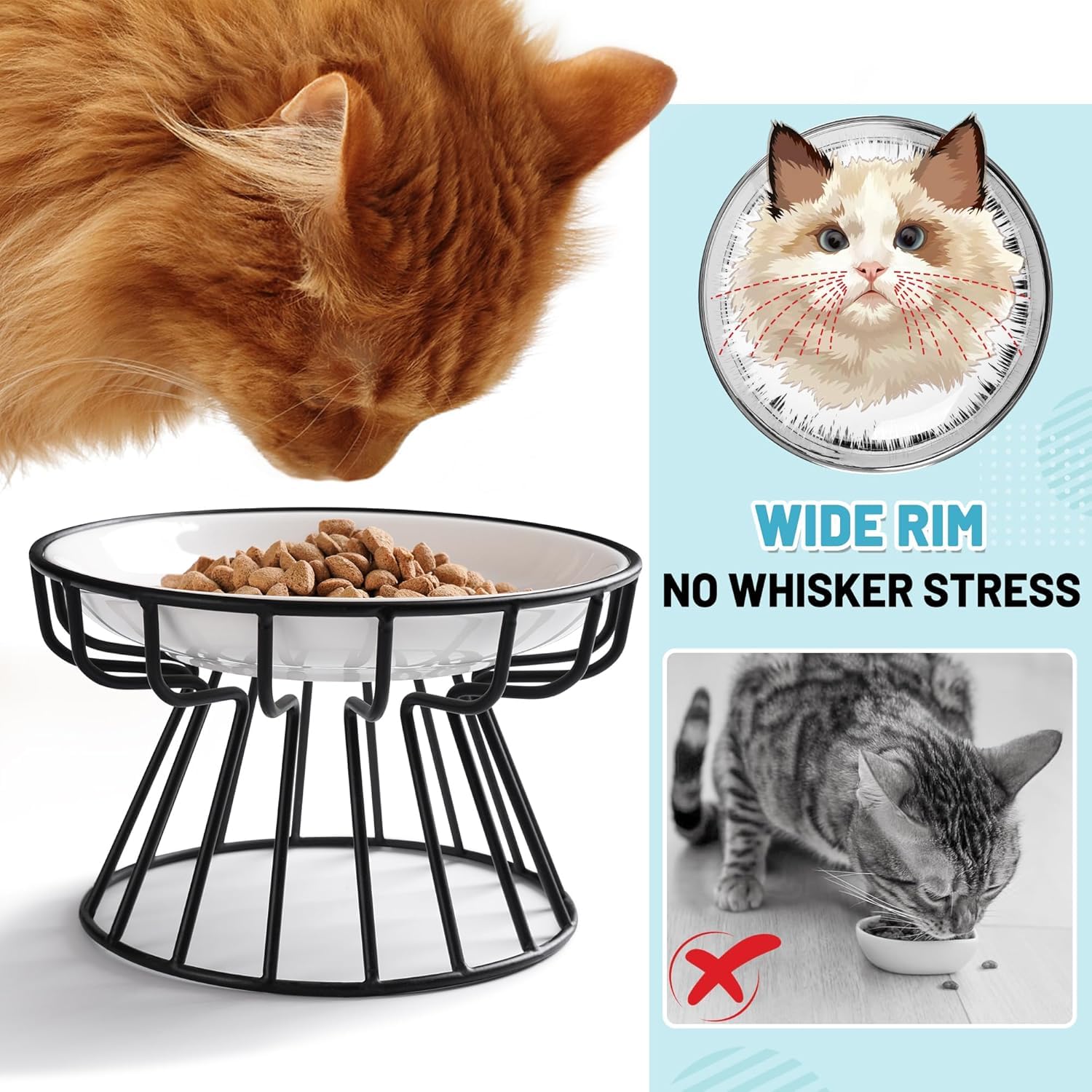 Elevated Cat Bowls - Ceramic Food & Water Station -3