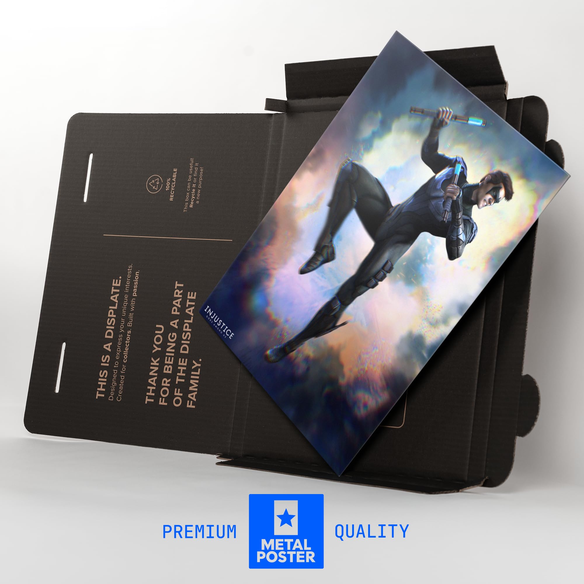 Displate Metall poster DC Comics Nightwing Größe M | Bilder Wanddeko Wohnzimmer & Schlafzimmer Wandbilder, Geschenk. Wandkunst mit Magnet-Befestigung, ohne Bohren.