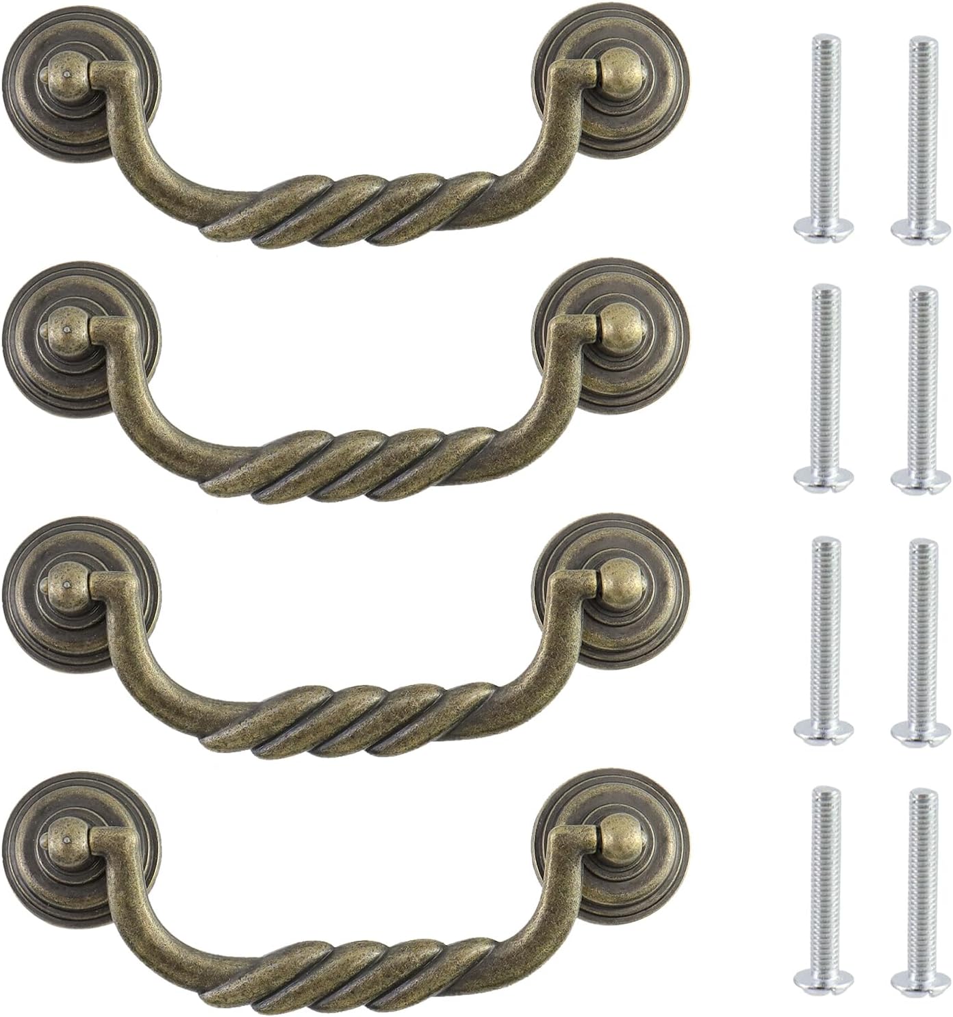 4 Pcs Vintage Cabinet Handles, Dresser Cabinet 106mm Hole Centers
