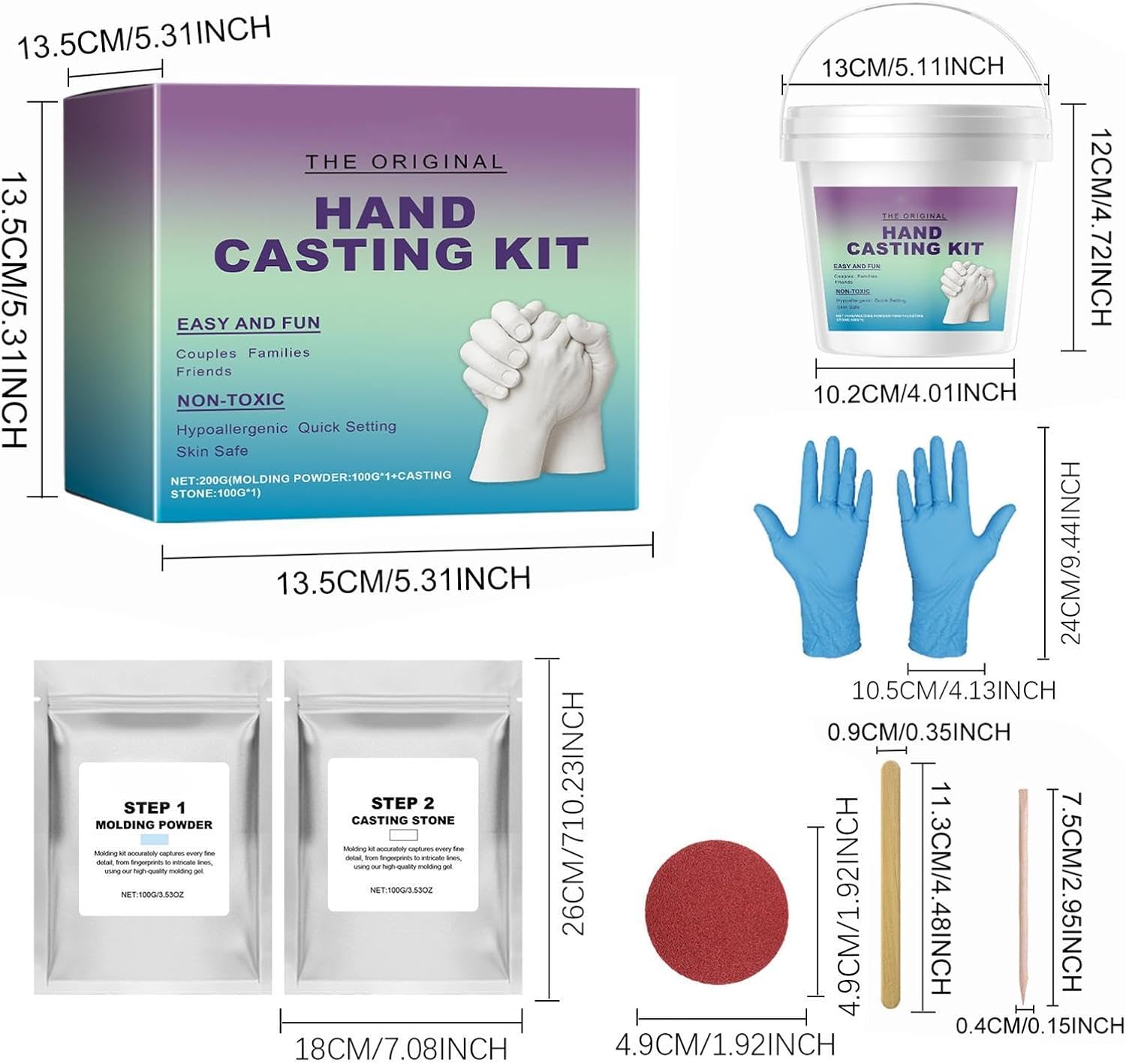 Hand Mold Kit - Handmade Plaster Mold Sculpture Tool, Couples Casting Kits with Quick Drying Powder, Keepsake Statue Medium, DIY Memorial Craft Set for Family Friends