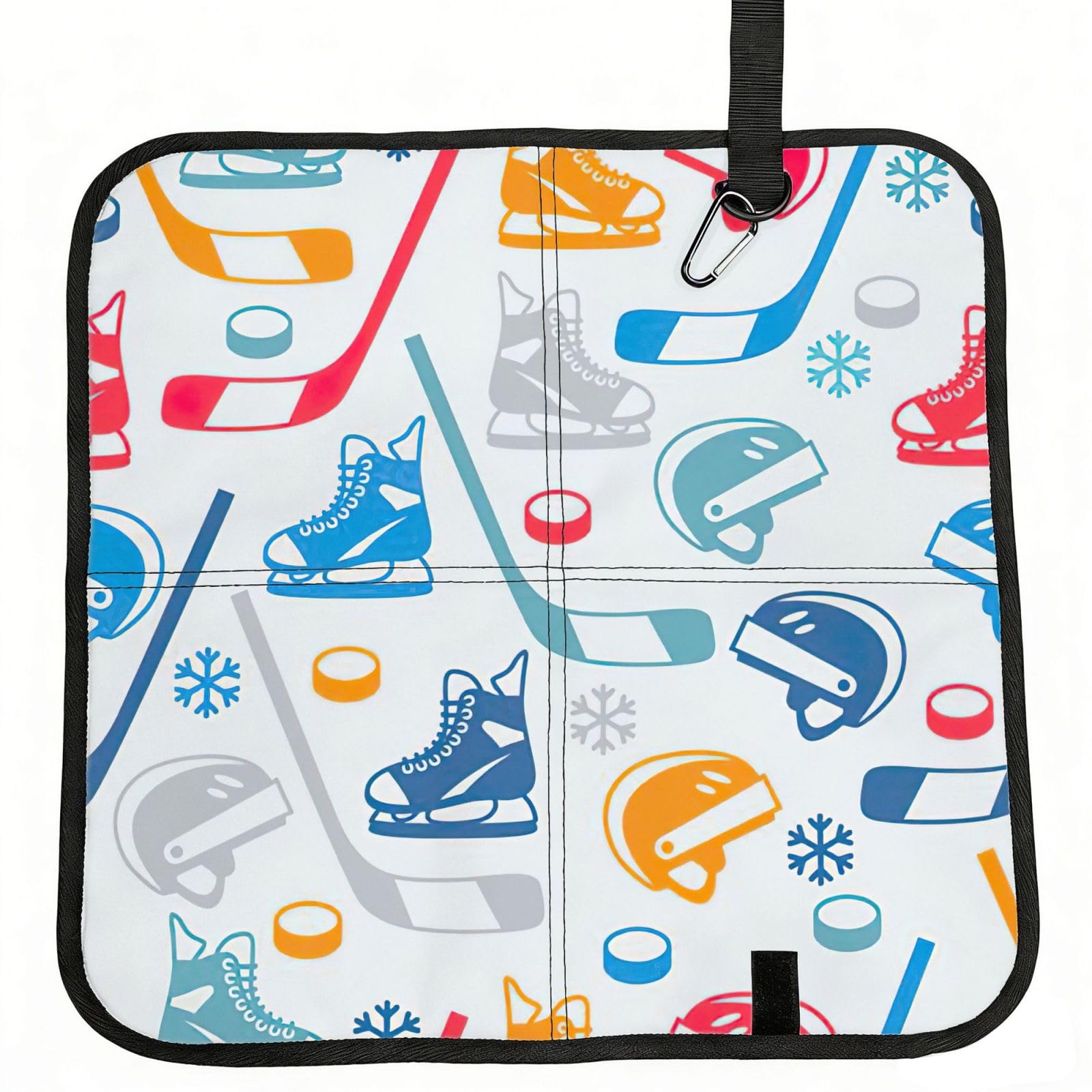 NImongt Hockey Elements Creative Patterned Print Portable Chair Pad Foldable Seat Cushion Outdoor Seating Office Picnic Camping