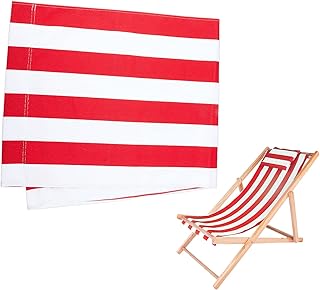PandaHall Tessuto di Ricambio per Sedia, Sedia A Sdraio Sedia da Spiaggia Lunga in Tessuto Sedia Pieghevole in Tessuto A Righe Rosse e Bianche per Sedie in Tela Sdraio da Giardino Piscina Prendisole