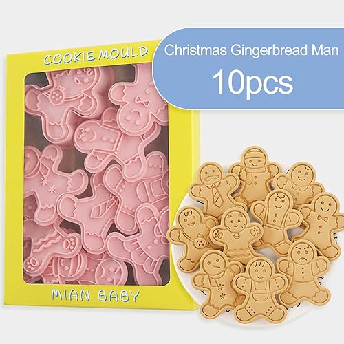 Miniatura 2 de Cortador de tema de Navidad adorable galleta 10 unidsset molde lindo de dibujos animados galleta hombre grado alimenticio PP bricolaje 3d Fondant