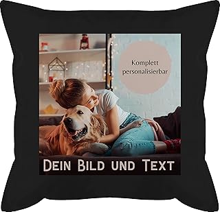 Kissen 50x50 - eigenem - Foto Bild Geschenk I Dein Bild und Text - 50 x 50 cm - Schwarz - fotokissen fotopolster selbst drucken Logo schmusekissen photokissen Geschenke zum beschriften