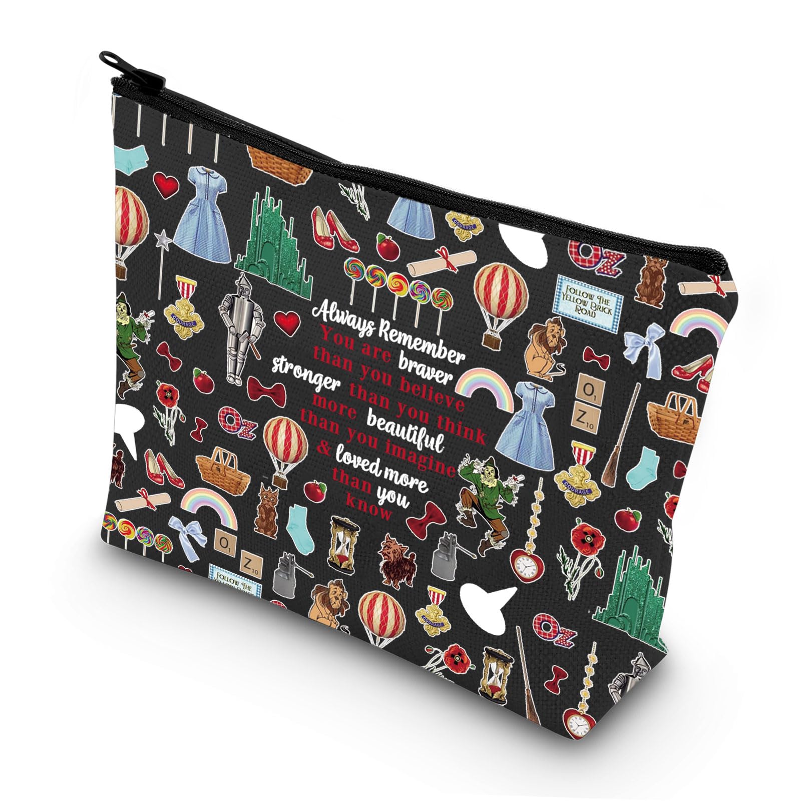 LEVLO Princess Red Slippers Cosmetic Bag Ruby Red Slippers Makeup Zipper Pouch Bag Wizard Movie Merch (Always Doro Black)