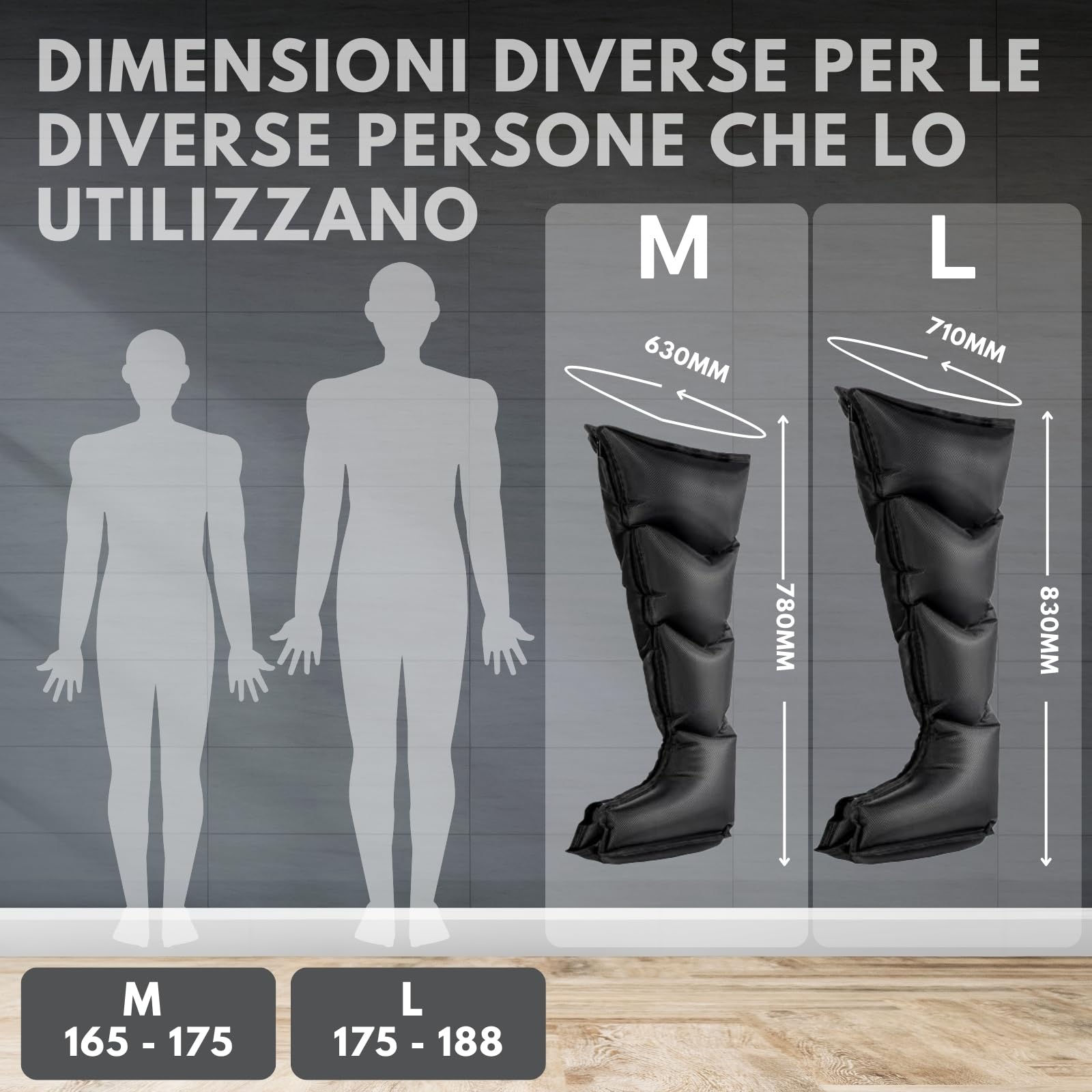 Pressoterapia per Casa, Massaggiatore Gambe Senza Fili e Ricaricabile, Linfodrenaggio per Circolazione, Sollievo dal Dolore, Rilassamento Muscolare e Recupero, Batteria 4 Ore (L)