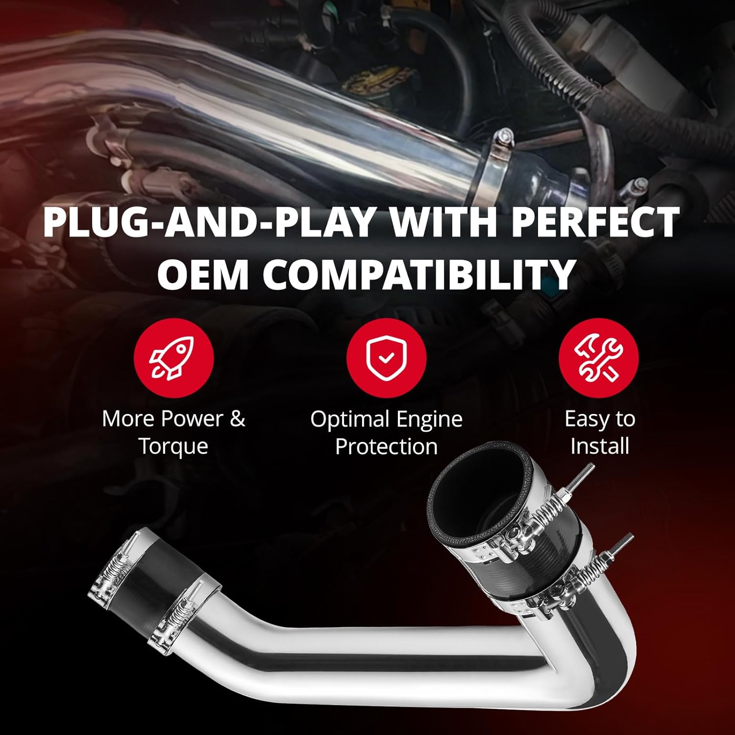 EVIL ENERGY Intercooler Piping Compatible with 2008-2010 Ford F250/F350/F450/F550 6.4L PowerStroke V8 Diesel, Aluminum Intercooler Pipe Kit Cold Side, Silver