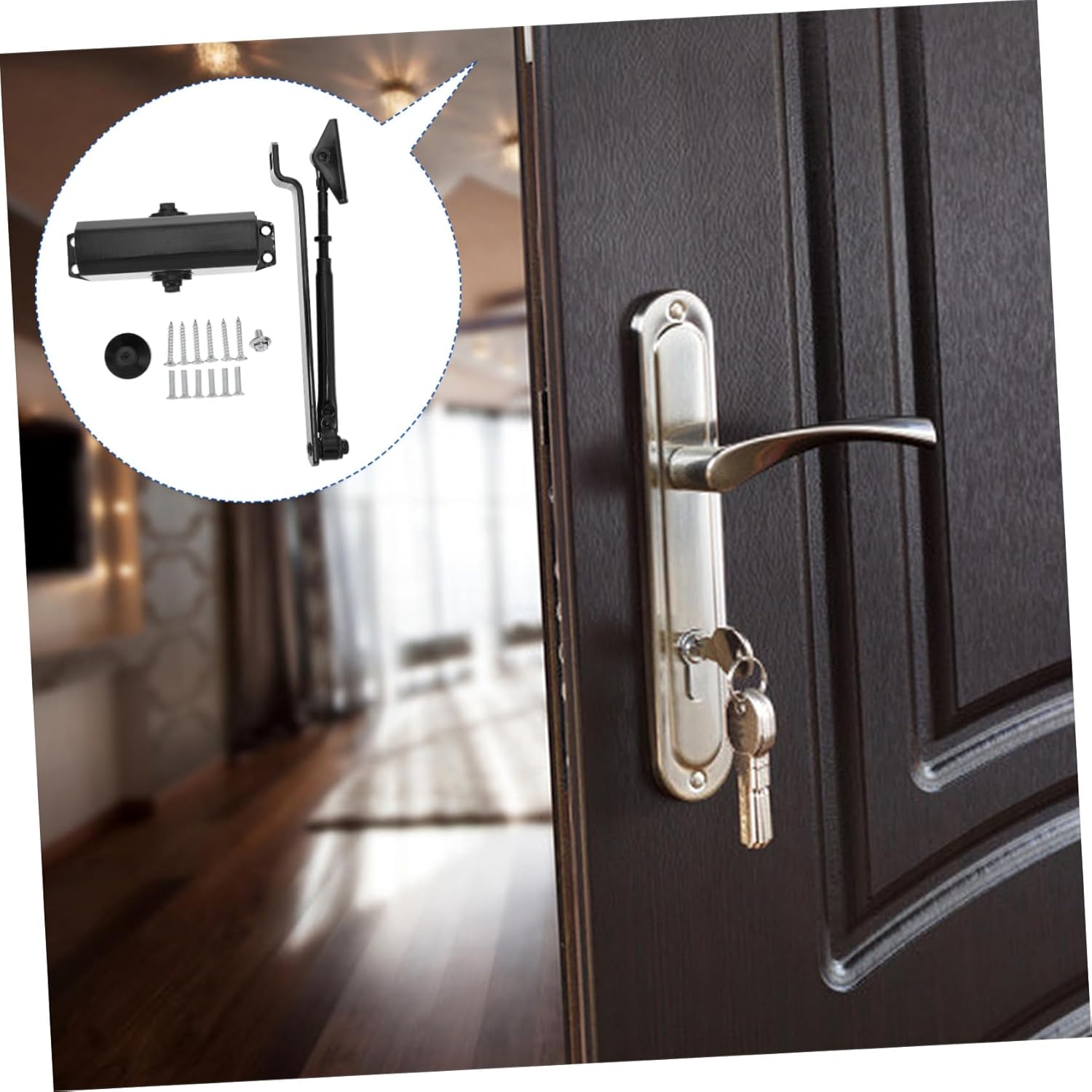Automatic Home Door Closer Black Simple Door Controller Small Non-Latching Convenient Self-Closing Device for Residential Use
