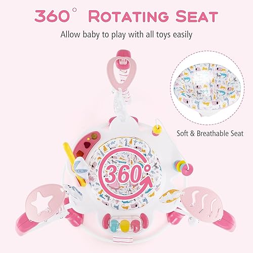 Miniatura 5 de INFANS Centro de actividades para bebés, centro de juego 3 en 1 con música, luces, juguetes interactivos, asiento giratorio de 360, 3 alturas