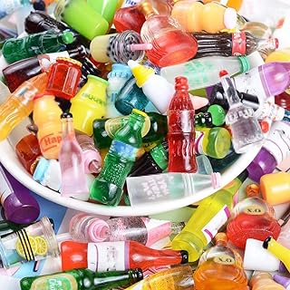 Juland 40PCS Miniature Mini Beer Drinks Decoration Dollhouse Glass Mixed Wine Resin Sets Simulation Instant Model Scene Tableware Dolls House â€“ Random Pattern CW1
