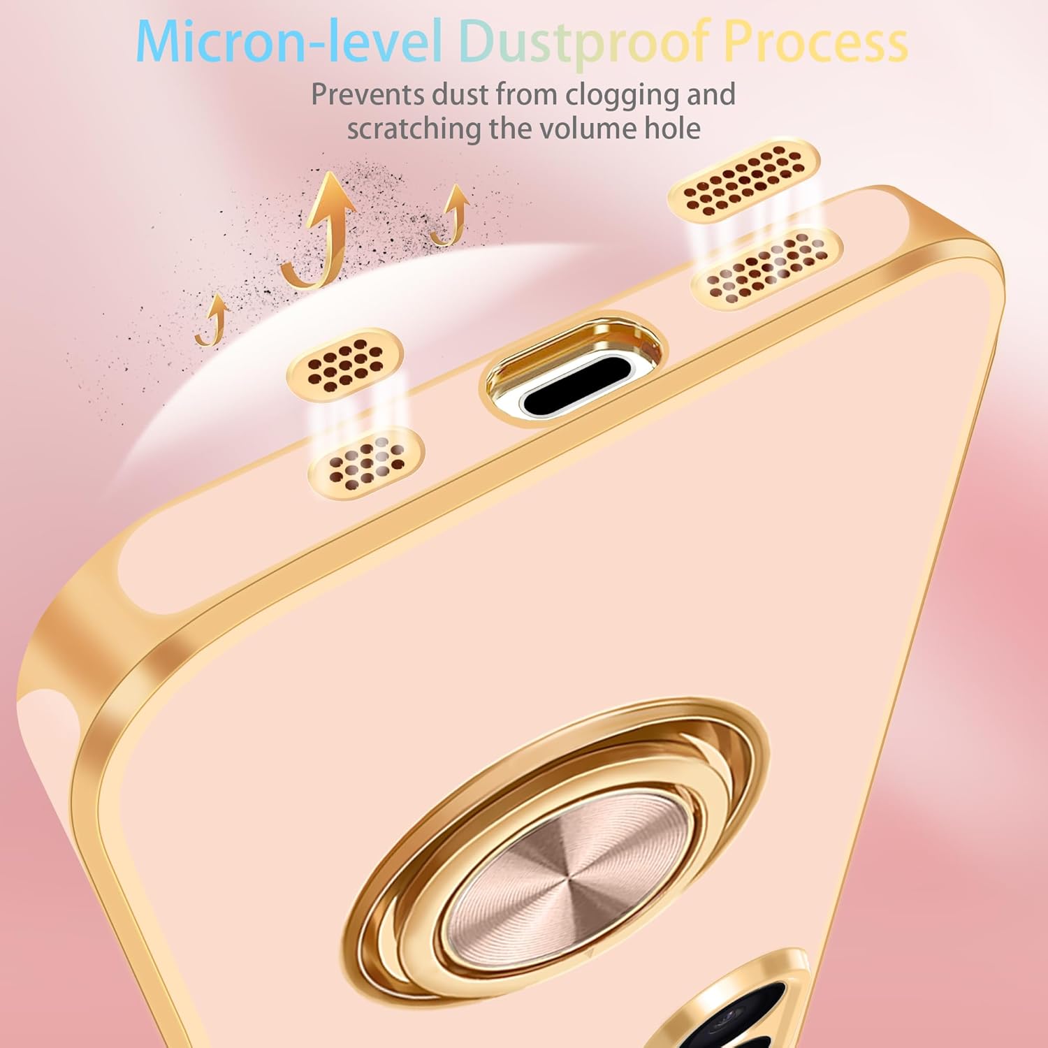 Fingic for iPhone 17 Phone Case[with 360° Ring Holder][Support Magnetic Car Mount] Cute Kickstand Slim Women Girls Nonslip Hard PC Soft TPU Rugged Bumper Protective Case for iPhone 17,6.3",Rose Gold - Image 6