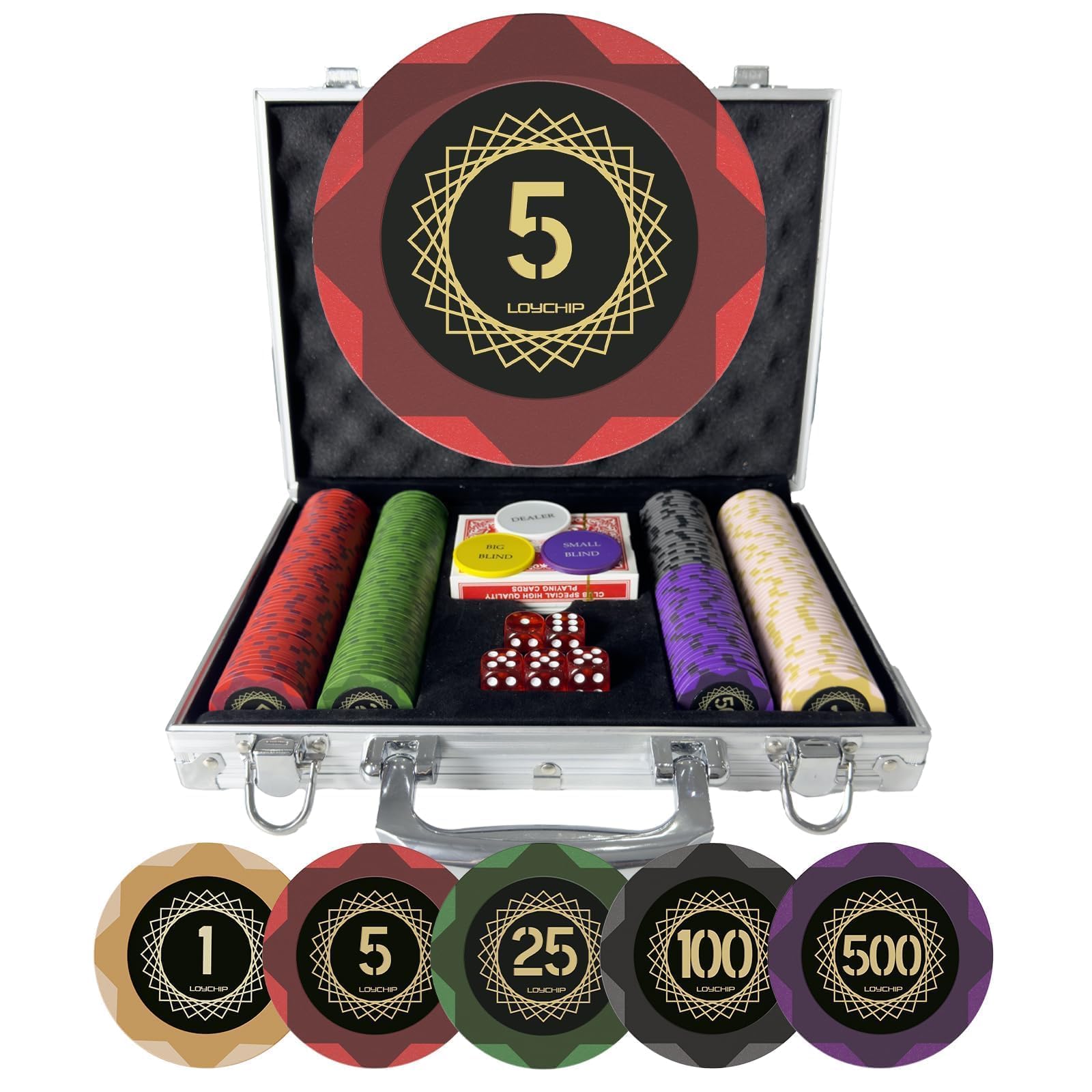 Amazon.com: LOYCHIP 200 Piece Poker Chip Set 14g Clay Composite