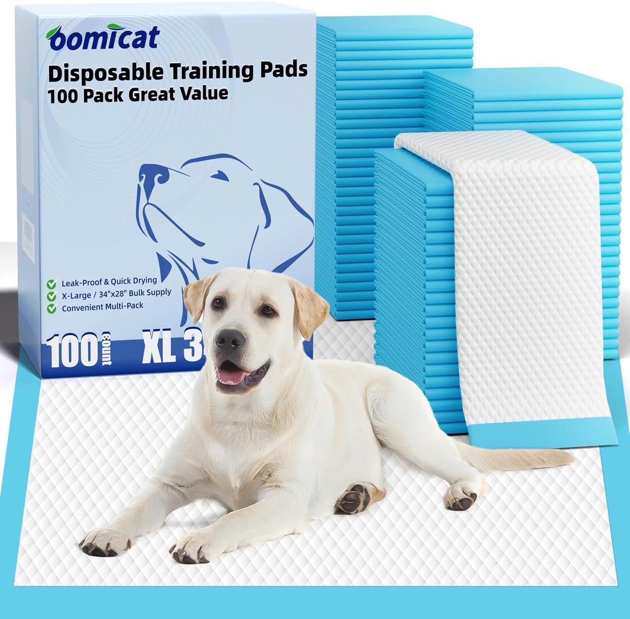 Puppy Pads XL 100 Count, Dog Pee Pads Extra Large, 34"x28" Pee Pads for Dogs, X-Large Disposable Dog Training Pads Super Absorbent&amp;Leak-Proof, Quick-Dry Potty Piddle Pads for Doggy, Cats