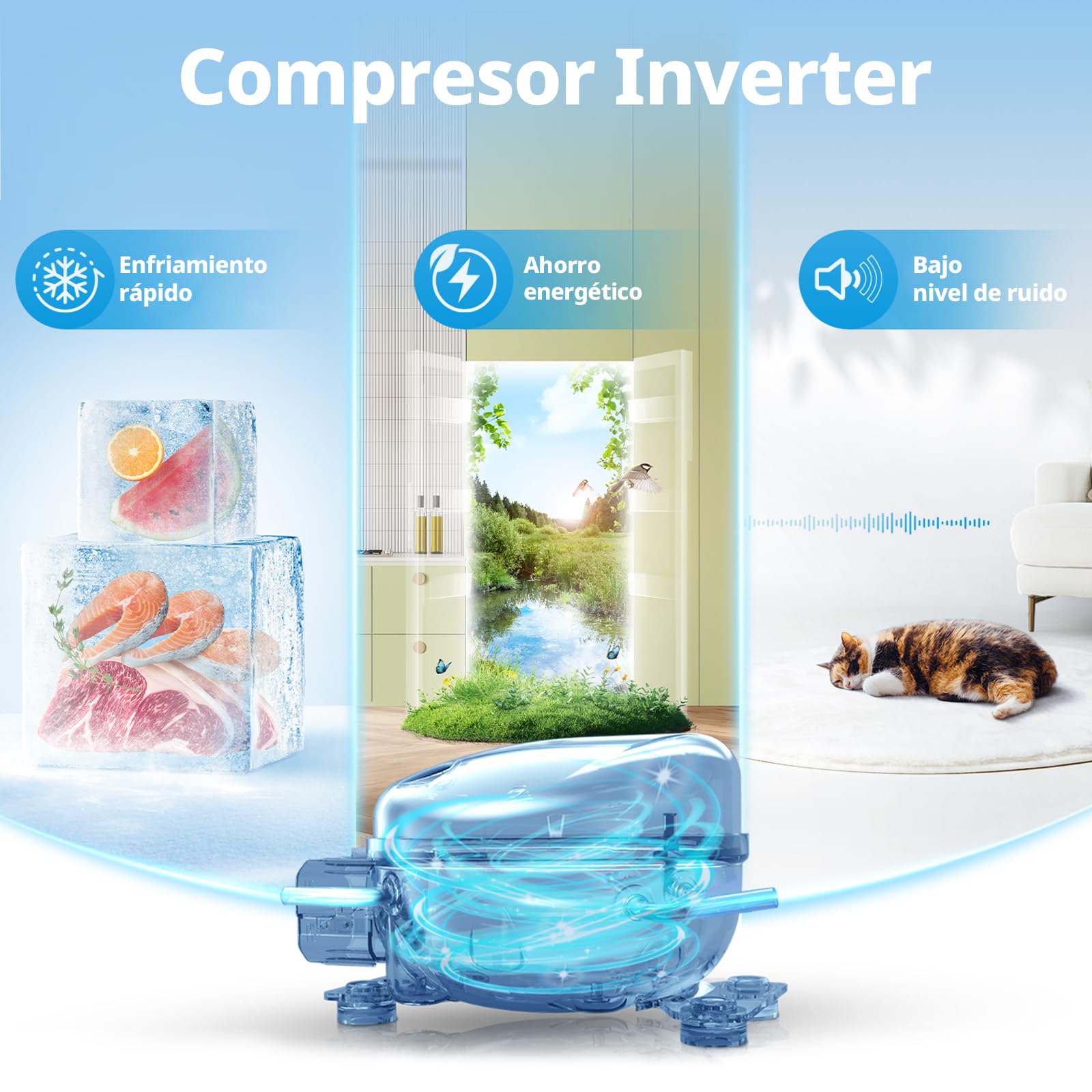 COMFEE' RCU83WH3EU(E) Congelador vertical independiente 88 Litros, 3 cajones, Congelador de gran capacidad, Termostato ajustable, Puerta reversible, Blanco - 5