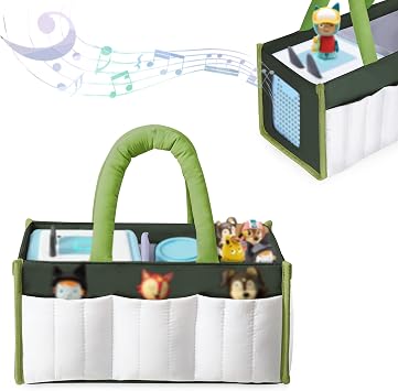 LoDrid Tote Bag Compatible with Tonie Box 2/1, Lightweight Puffy Carrying Case with Handle for Audio Player, Figures, Chargers, Accessories, Green, Bag OnlyPatent Design