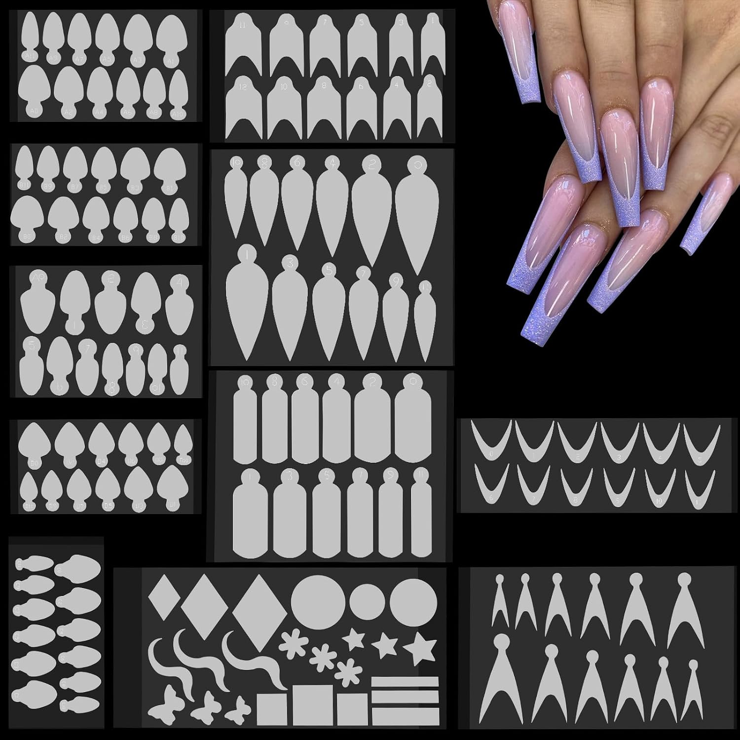 TOROKOM French Nail Forms Stickers, 144 PCS Silicone French Tip Nail Stickers for Dual Nail Forms, Reusable Silicone Pads for Poly Gel Nail Mold