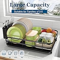 Vista 4 de LKKL Escurridor de platos, compacto para encimera de cocina, escurridor de platos para encimera de cocina, escurridor de platos de acero inoxidable