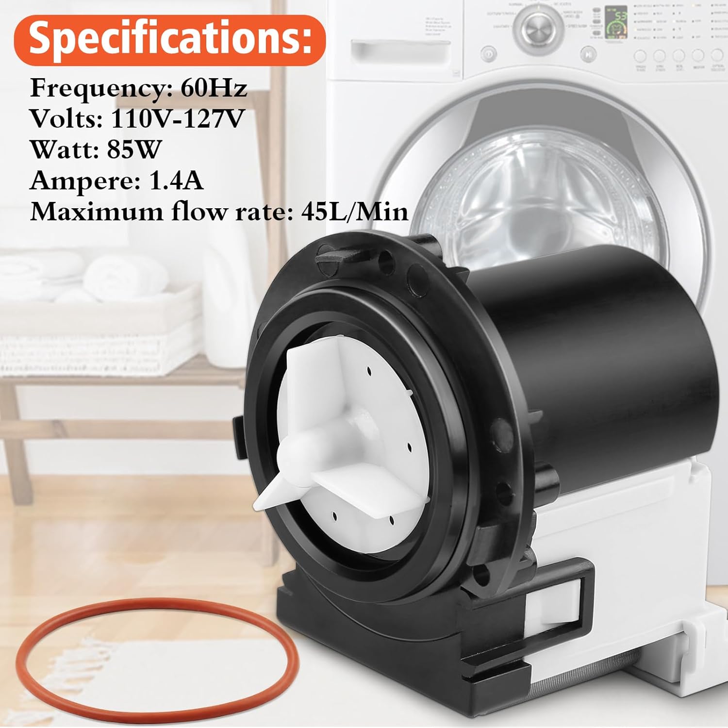 4681EA2001T Washer Drain Pump Motor Replacement for LG & Kenmore Front Load Washing Machines - Compatible with WM2101HW WM3270CW WM3431HS WM3770HVA & More - Replaces AP5328388 4681EA1007G 4681EA1007D