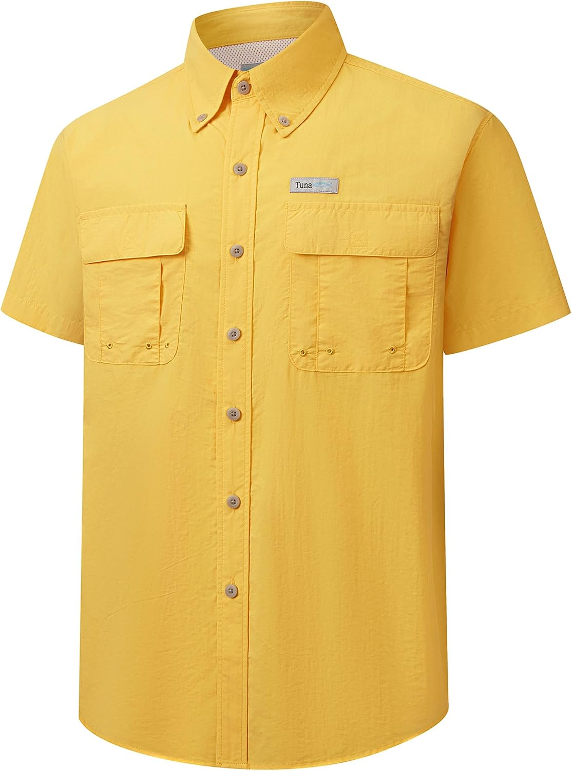 Tuna Men's Fishing Outdoor Button Down UPF 50+ Sun Protection Waterproof Hiking Short Sleeve Shirts
