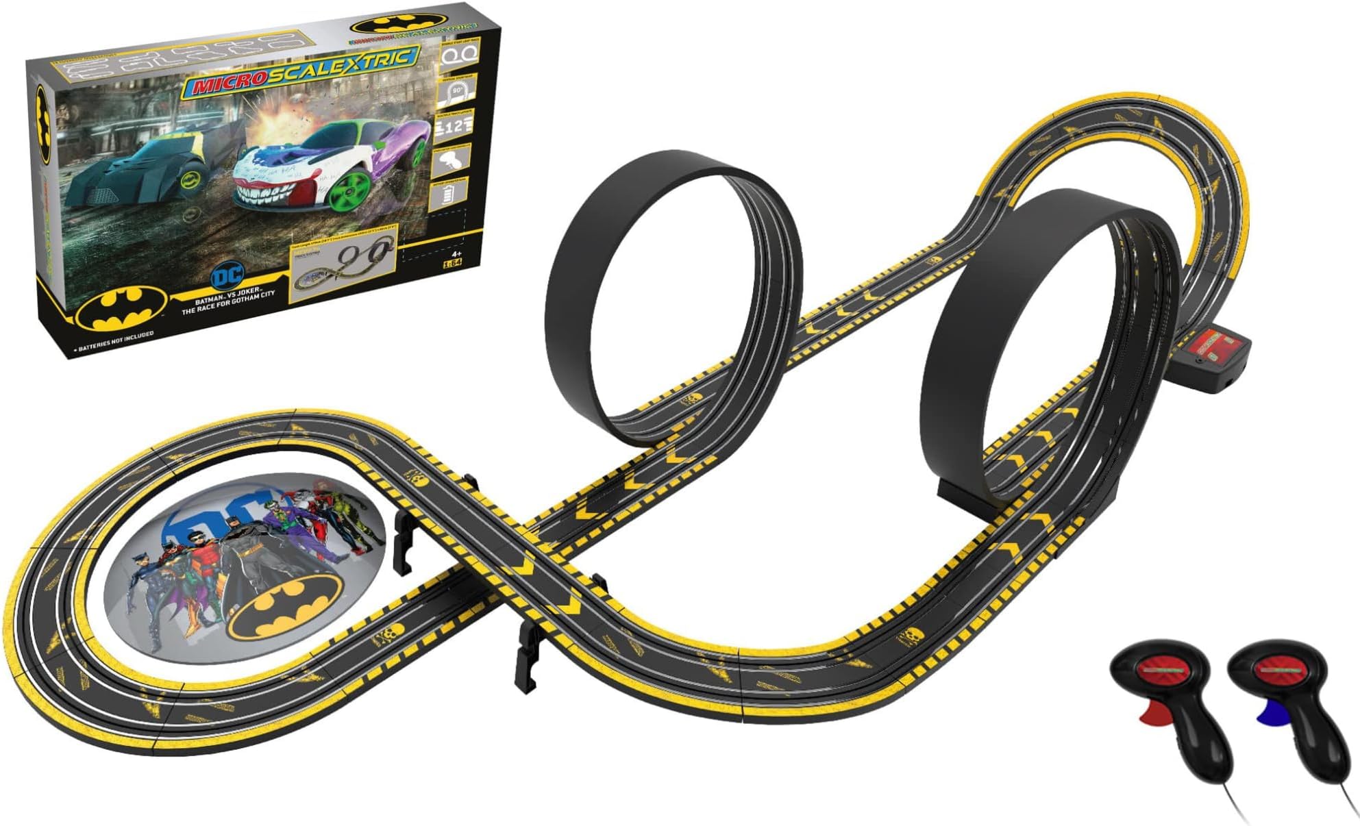 Micro Scalextric Car Race Track Sets for Kids Age 4+ - Batman vs Joker: The Race for Gotham City Track Set, Battery Powered Car Track, Slot Cars Kids' Play Vehicles - Mini Toy Racing Tracks for Boys
