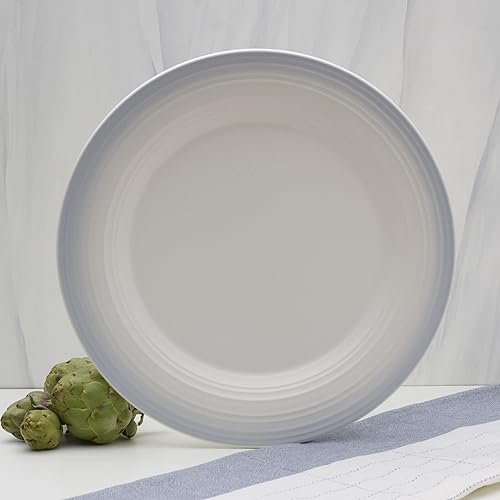 Miniatura 8 de Mikasa Swirl Ombre - Bandeja redonda blanca, 12.5 pulgadas, con bandas de moca