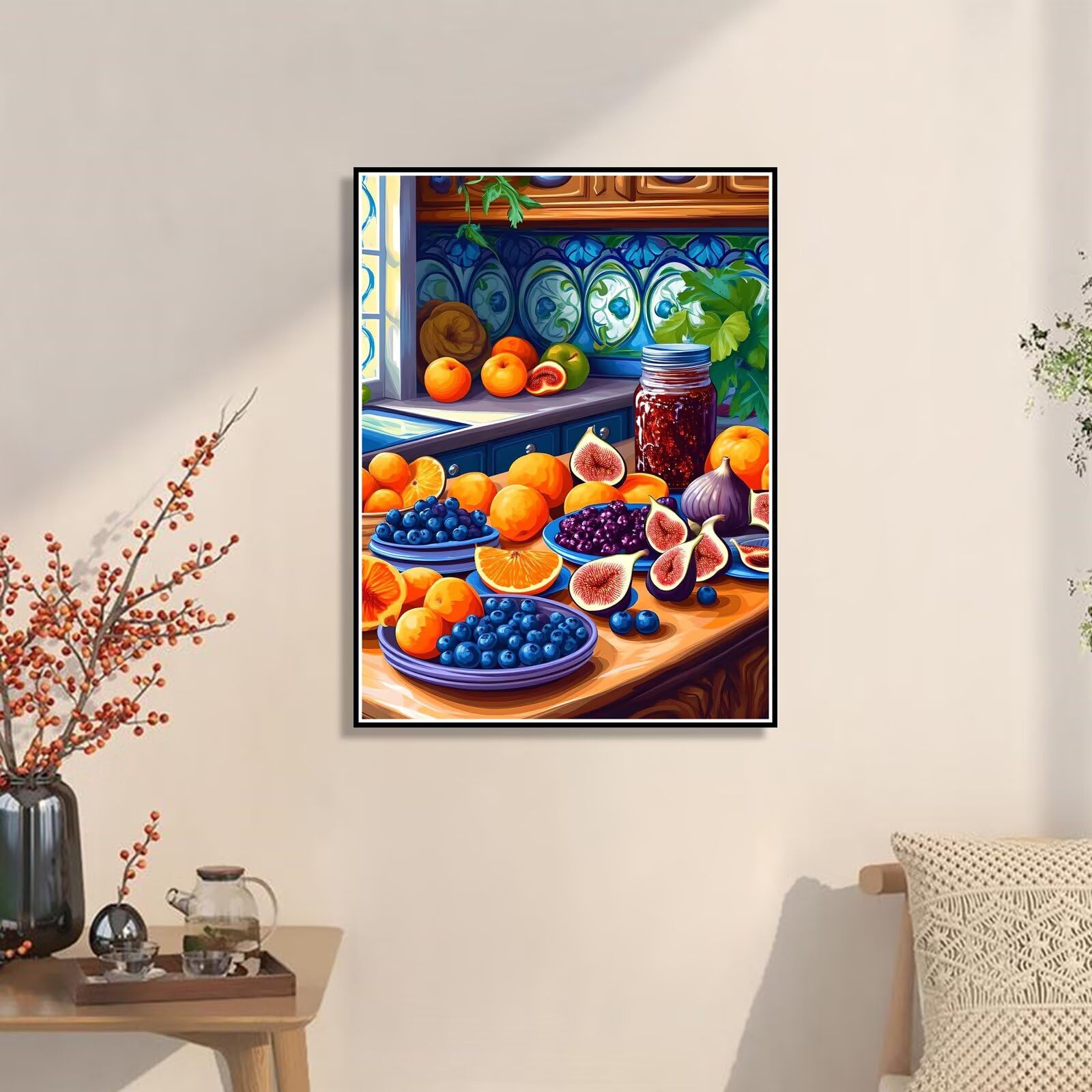80 x 110 cm duży obraz z numerami dla dorosłych owoce malowanie według numerów kreskówki DIY dziecko i dziewczyna zestawy na płótnie prezent z 3 pędzlami i akryli dla kobiet Aktywności Kreatywny