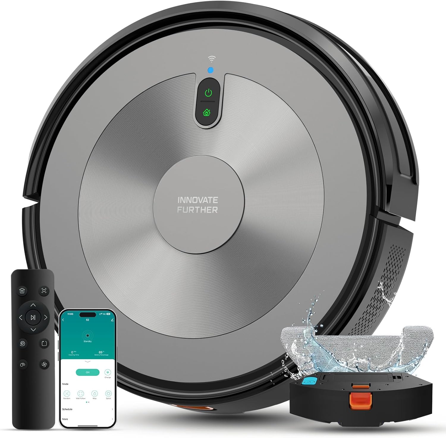 Robot Vacuum and Mop Combo, 3 in 1 Robotic Vacuum Cleaner with 4000Pa Max Suction Brushless Motor, Tangle Free, Auto Charging, Schedule, App/Remote Control, Ideal for Hard Floor, Pet Hair, Carpet