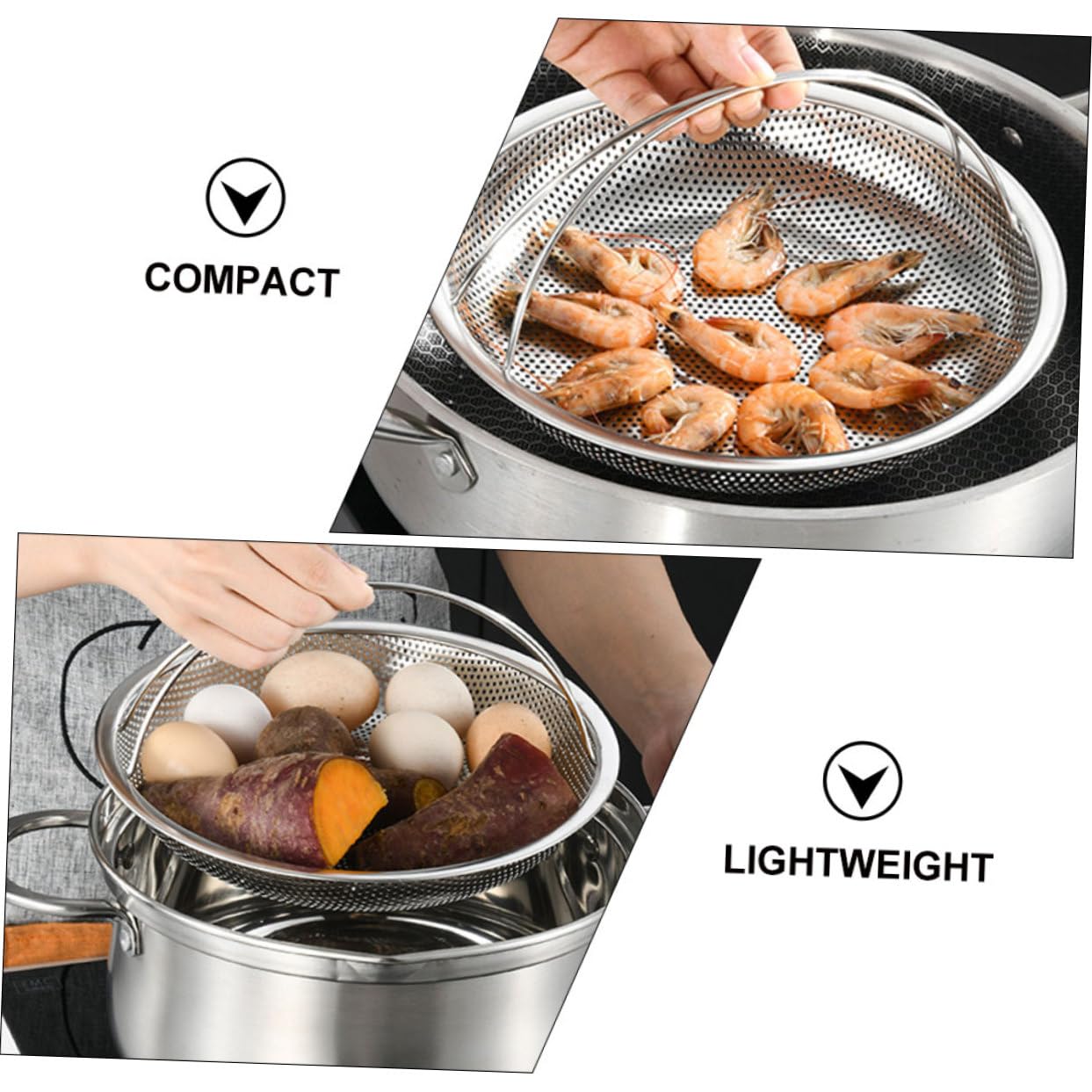 2pezzi Cestello Per Cottura Vapore in Acciaio Per Cottura Vapore Con Manico Accessorio Da Cucina Per Verdure e Alimenti Per Uso Domestico o Ristorante