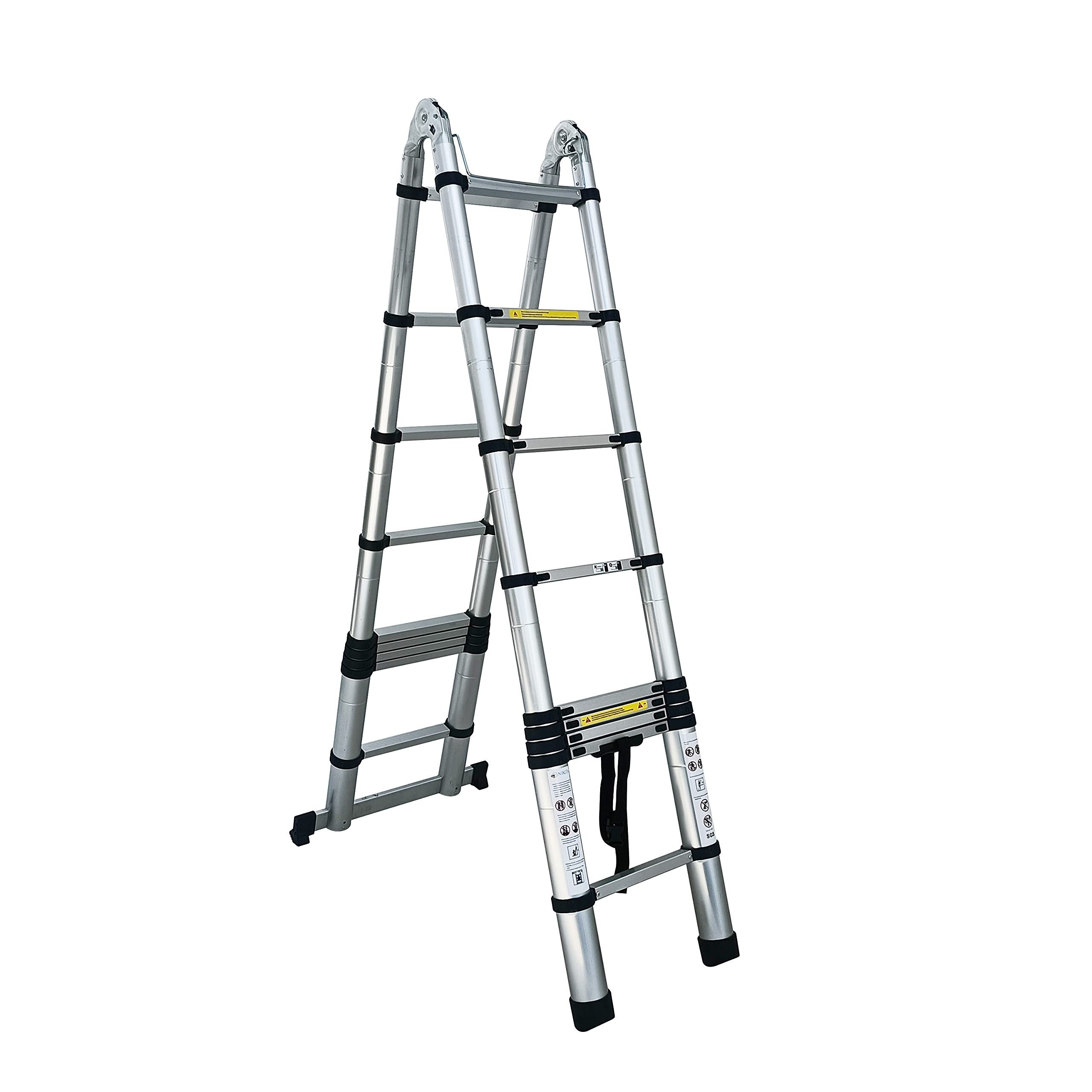 FP-TECH - SCALA TELESCOPICA IN ALLUMINIO PIEGHEVOLE PORTATILE ESTENSIBILE MULTIUSO SUPPORTA 150 KG CE EN131 (5 Metri)