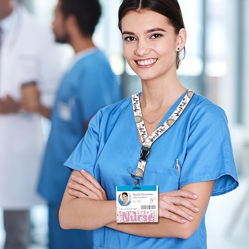 Miniatura 7 de Plifal Insignia de enfermera portatarjetas de amigo, accesorios de enfermería, lindo rostro sonriente, arco iris, identificación horizontal,
