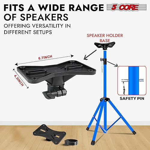 Miniatura 5 de 5 Core Soporte de altavoz ajustable de 40 a 71 pulgadas PA DJ trípode soporte de montaje resistente con inserto de 1.378 in 132 libras de capacidad