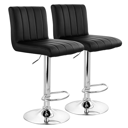 Elama Modern Tufted Faux Leather Adjustable Bar Stool with Swivel