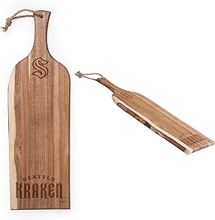 PICNIC TIME NHL Seattle Kraken Artisan 24" Acacia Charcuterie Board with Raw Wood Edge, Cheese Board, Serving Platter, (Acacia Wood)