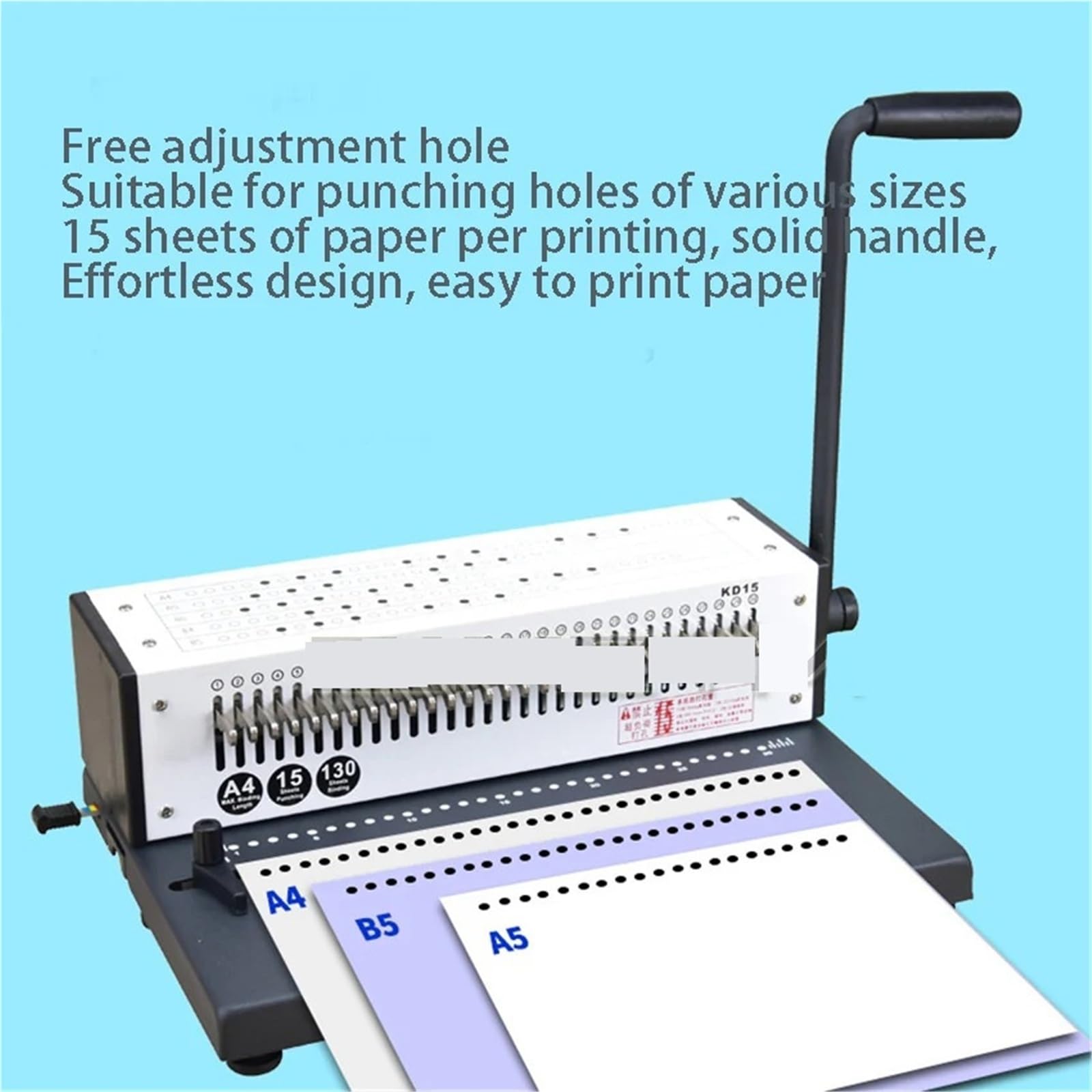 Bindemaschine, Lochmaschine for Loseblattsammlungen, 1-30 Löcher, selbsteinstellende Lochung, Einzelspirale, Hartclip, Loseblattsammlung Büro- und Schulnutzung