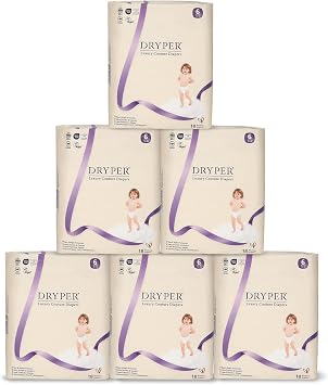 Baby Diapers, DRYPER Disposable Diaper, Size 6 Diapers 35+ lbs, 3D Leak Guards & Wetness Indicator, Ultra-Soft & Thin, Fast Water Absorption Nappies, 108 Count