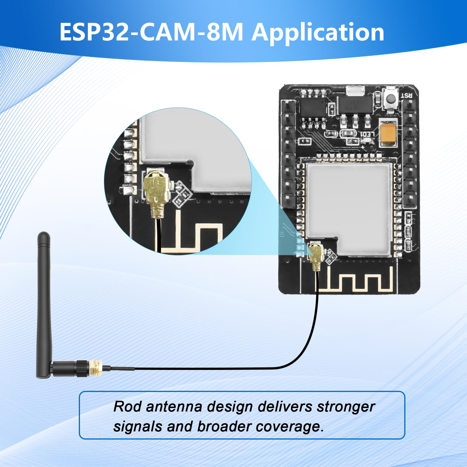 RUIZHI ESP32 CAM Módulo, ESP32-CAM 8 MB, ESP32 CAM WiFi/Bluetooth Placa de Desarrollo con Cámara 2640 + 2,4 G Antennen IPEX y Módulo de Tarjeta TF con Micro USB Compatibilidad con Arduino(2 Pcs)